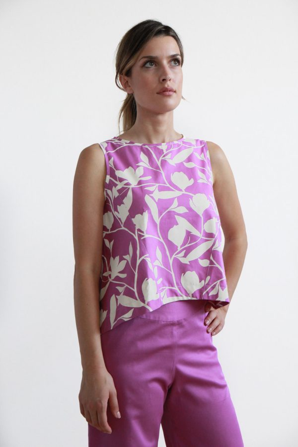 Top Arenaria in cotone stampato