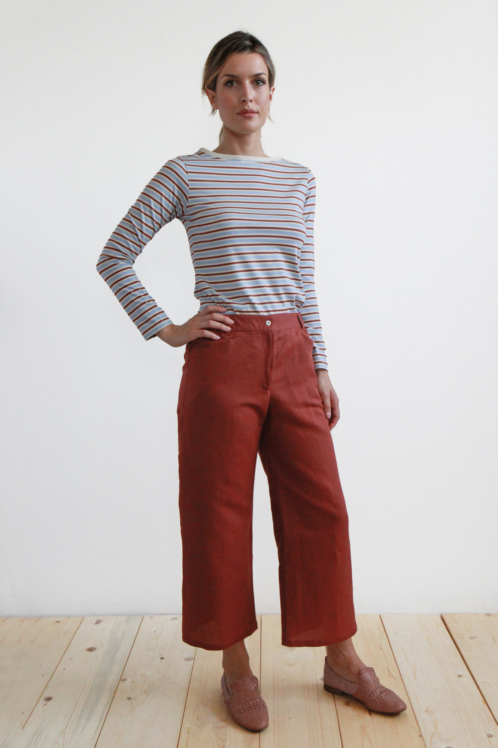 T-shirt Bateau in jersey di cotone biologico stretch a righe - immagine 4