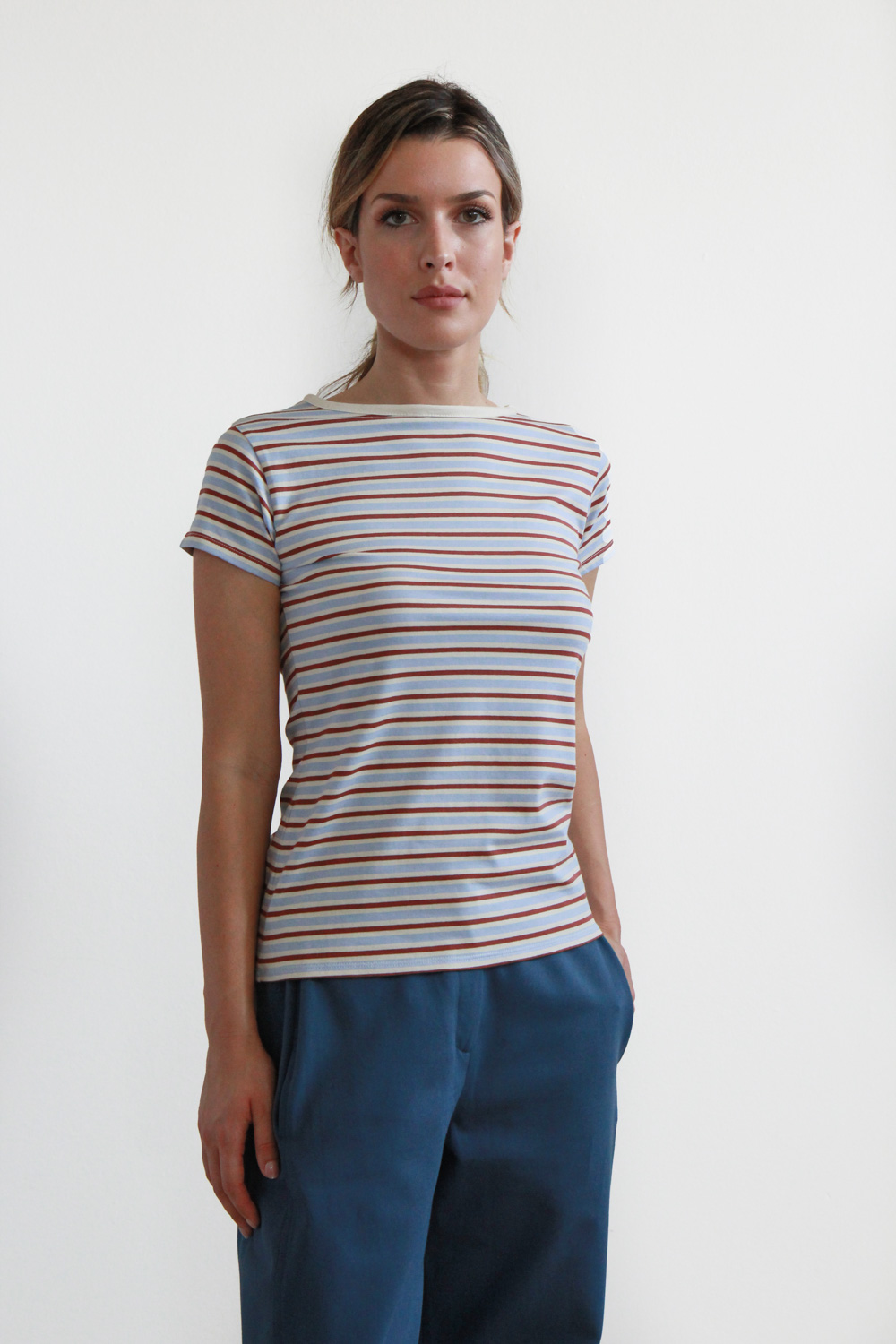 T-shirt Tea in jersey di cotone biologico stretch a righe - immagine 2