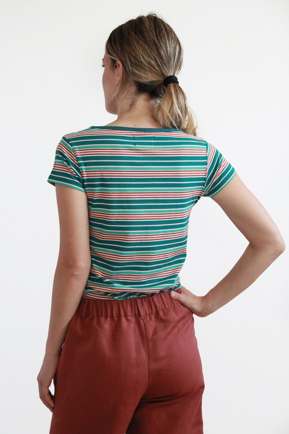 T-shirt Tea in jersey di cotone biologico stretch a righe - immagine 3