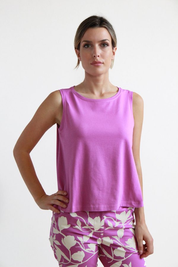 Top Palma in jersey di cotone biologico stretch