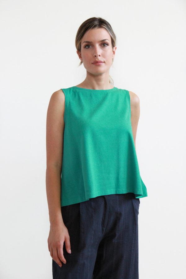 Top Palma in jersey di cotone biologico stretch