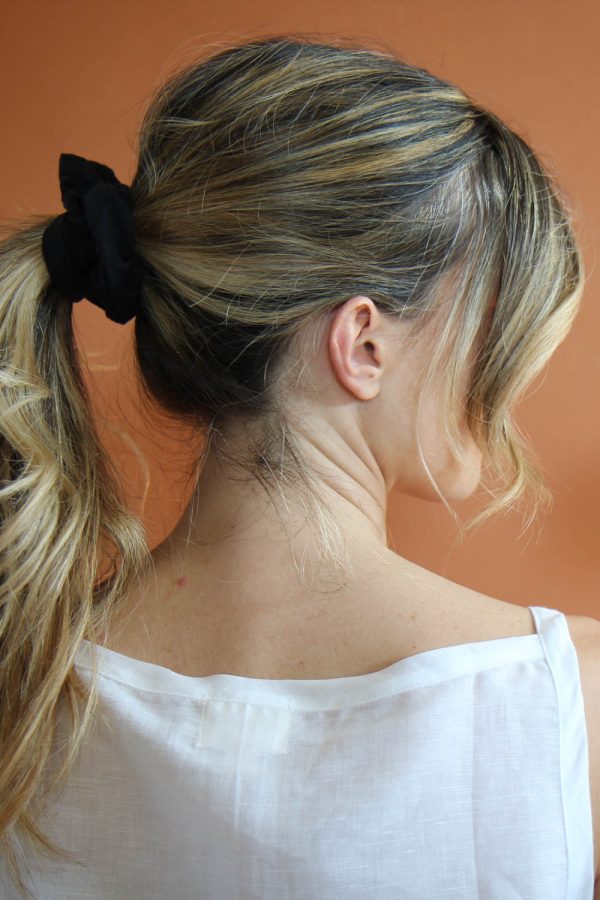 elastico per capelli in jersey di cotone stretch nero