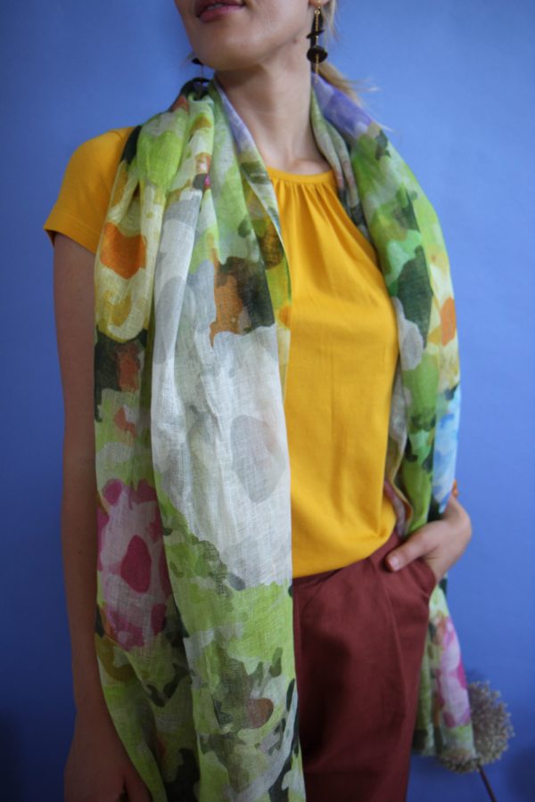 Stola lino stampato disegno Floreale