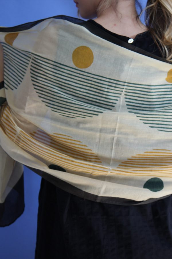 Stola cotone stampa a mano blockprint disegno Dune