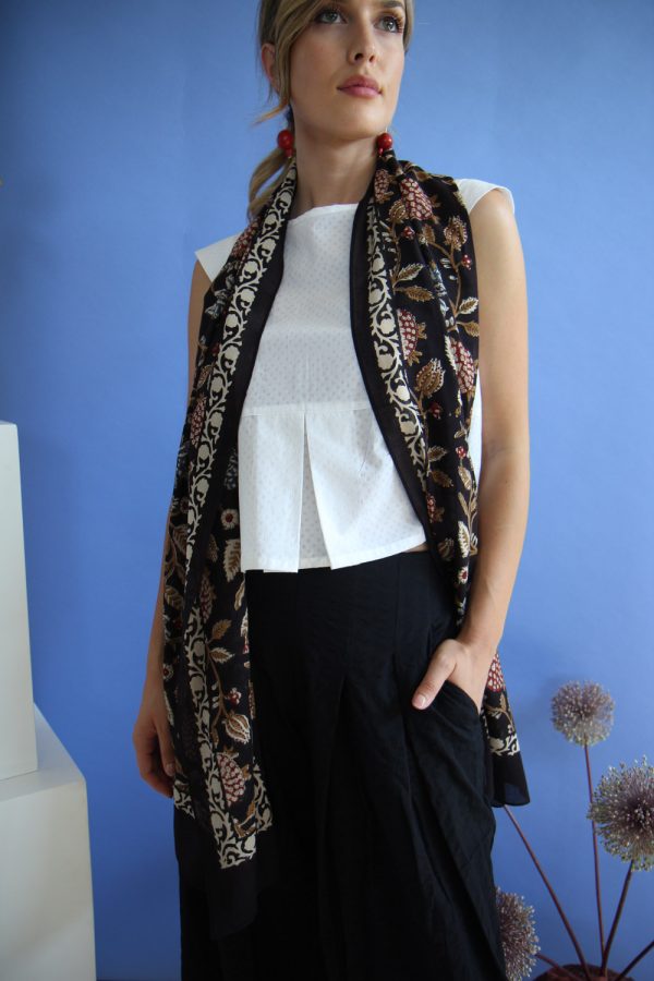 Stola cotone stampa a mano blockprint disegno Eden