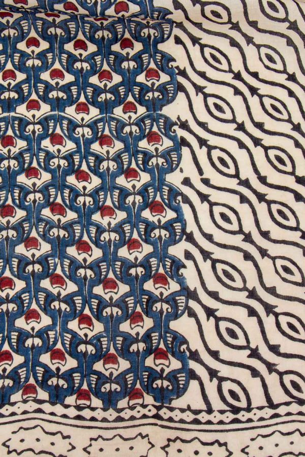 Stola cotone stampa a mano blockprint disegno Fiore di Pavone