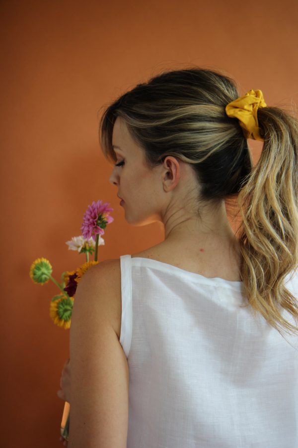 elastico per capelli in jersey di cotone stretch girasole