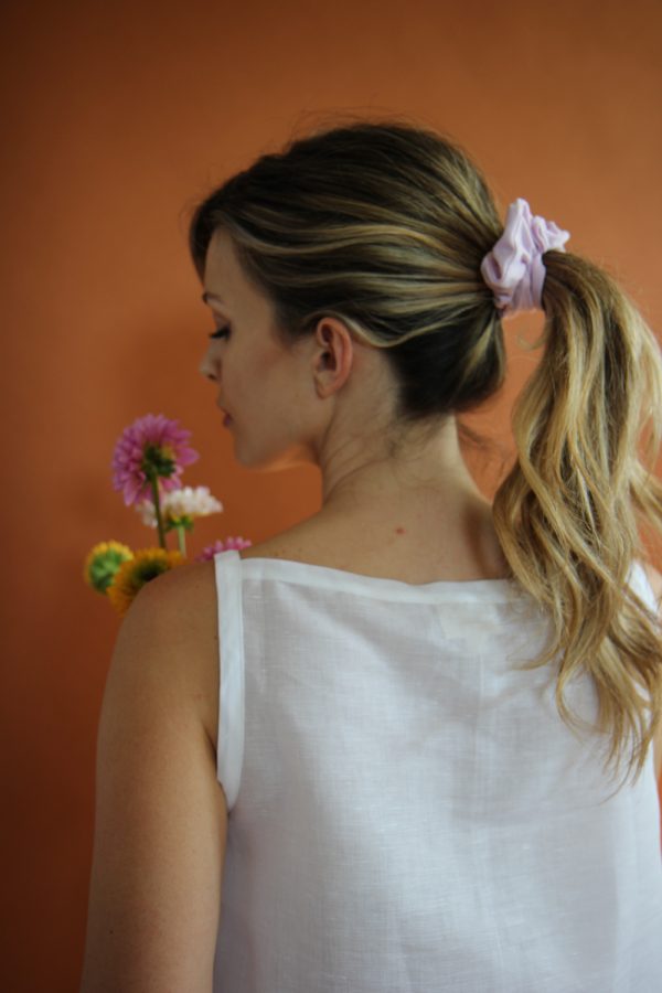 elastico per capelli in jersey di cotone stretch loto