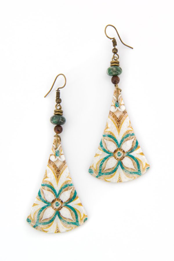 Orecchini a perno Palma in ceramica decorata Jahan