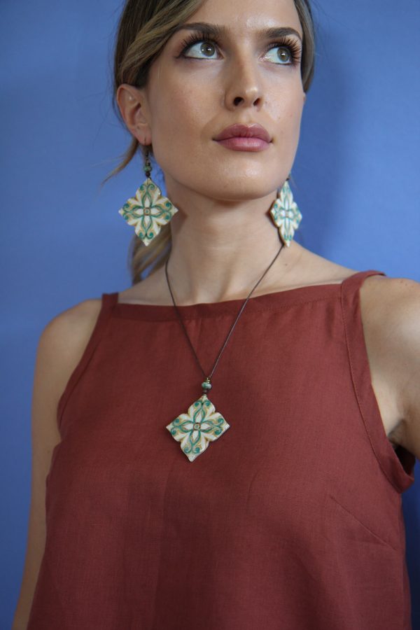 Collana Primula in ceramica decorata Jahan