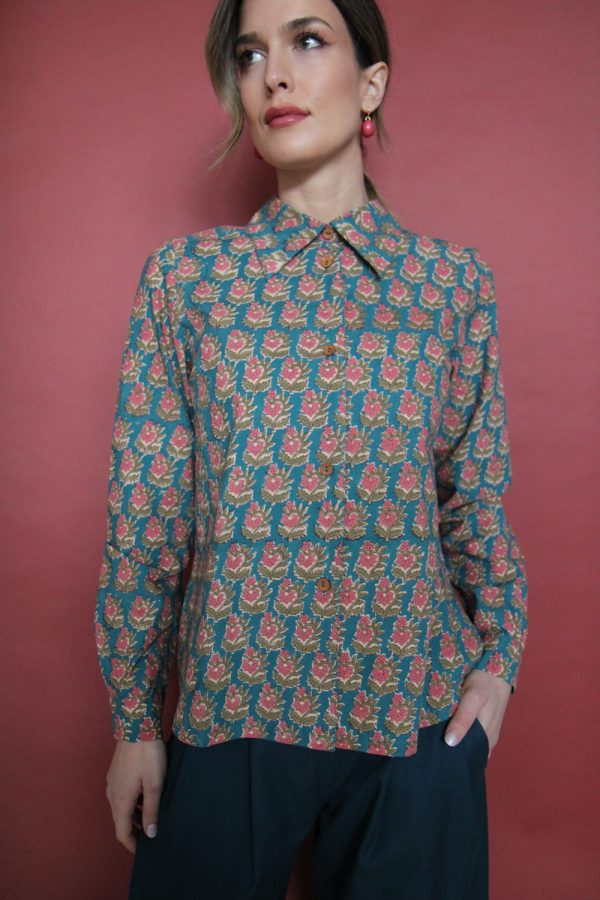Camicia Mila, block print Elleboro