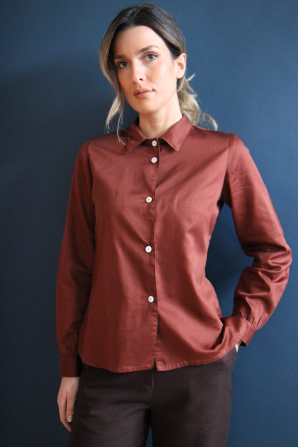 Camicia Sikha satin di cotone terracotta
