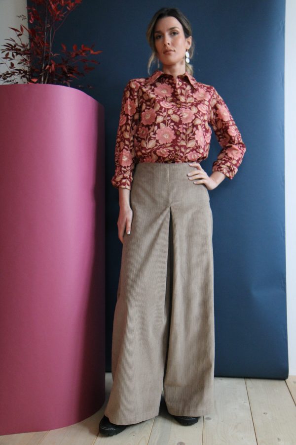 Pantalone Neve velluto di cotone a coste beige safari