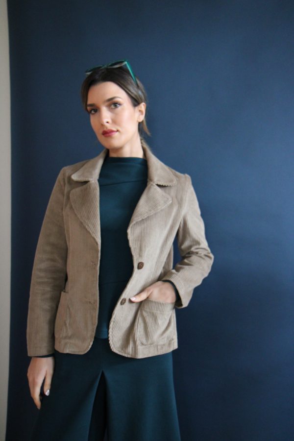 Giacca Eloisa velluto di cotone a coste beige safari