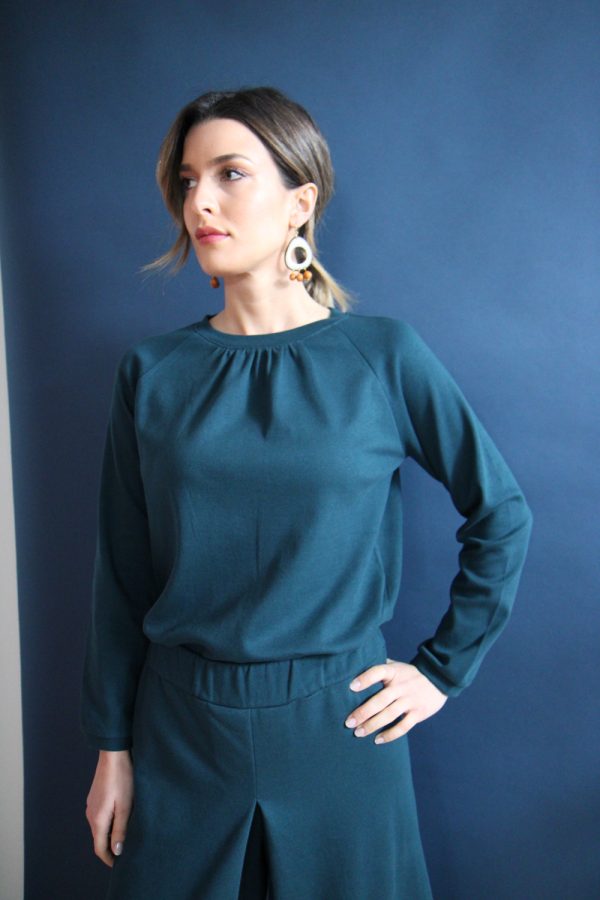 Maglia Arundhati cotone interlock bio blu-verde