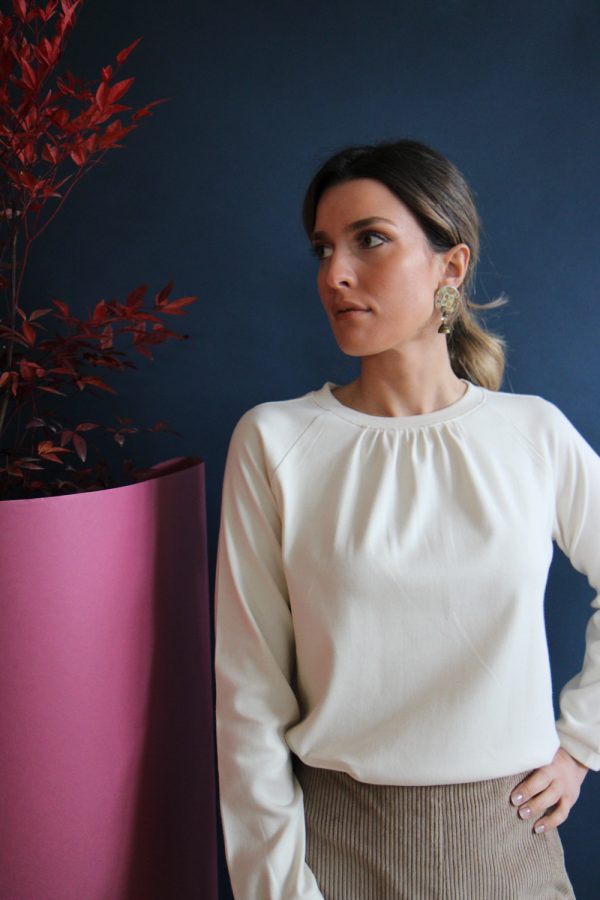 Maglia Arundhati cotone interlock bio bianco crema