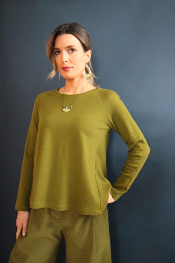Maglia Shanti cotone interlock bio verde oliva