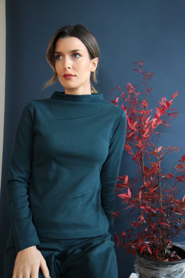 Maglia Onde cotone interlock bio blu-verde