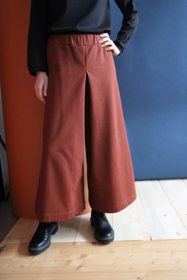 Pantalone Vele con banda elastica in felpa di cotone biologico terracotta