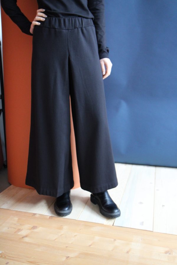 Pantalone Vele con banda elastica in felpa di cotone biologico nero
