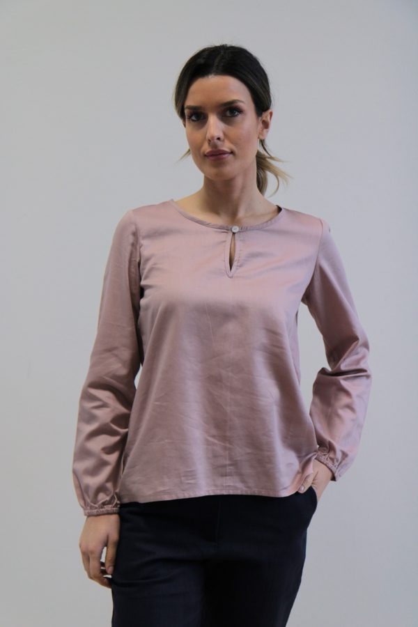 Blusa Dulcamara satin di cotone rosa antico