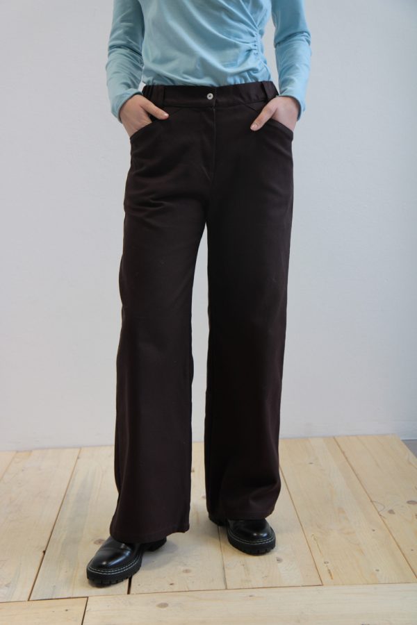 Pantalone lungo Vite cotone-lana cioccolato