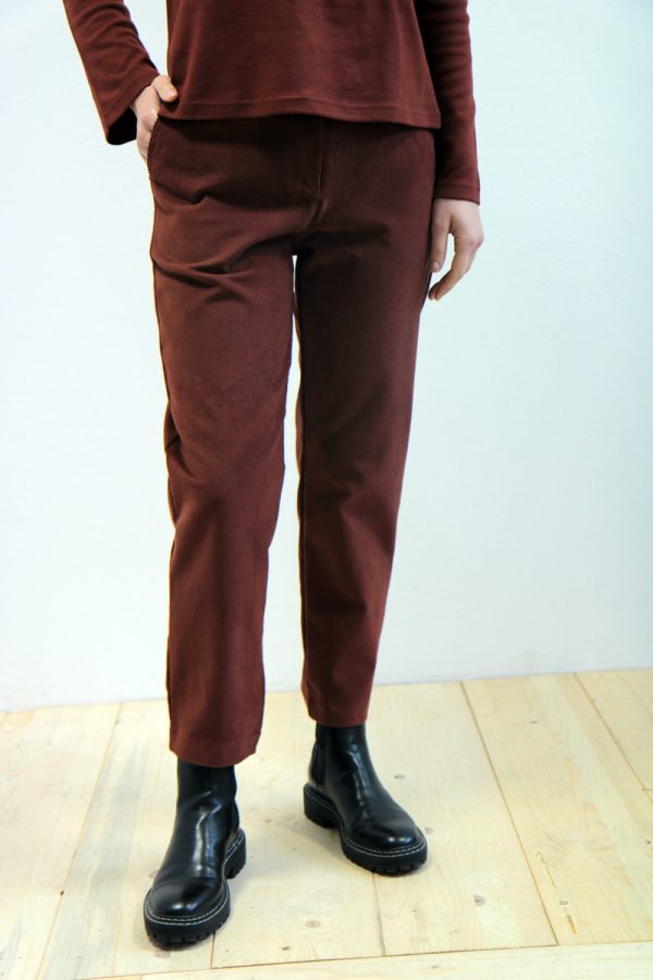 Pantalone Erica velluto a coste terracotta