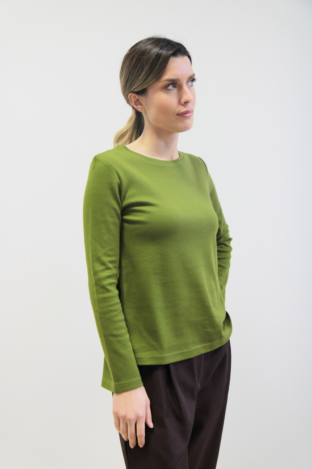 T-shirt Amarillo cotone interlock bio verde oliva - immagine 2