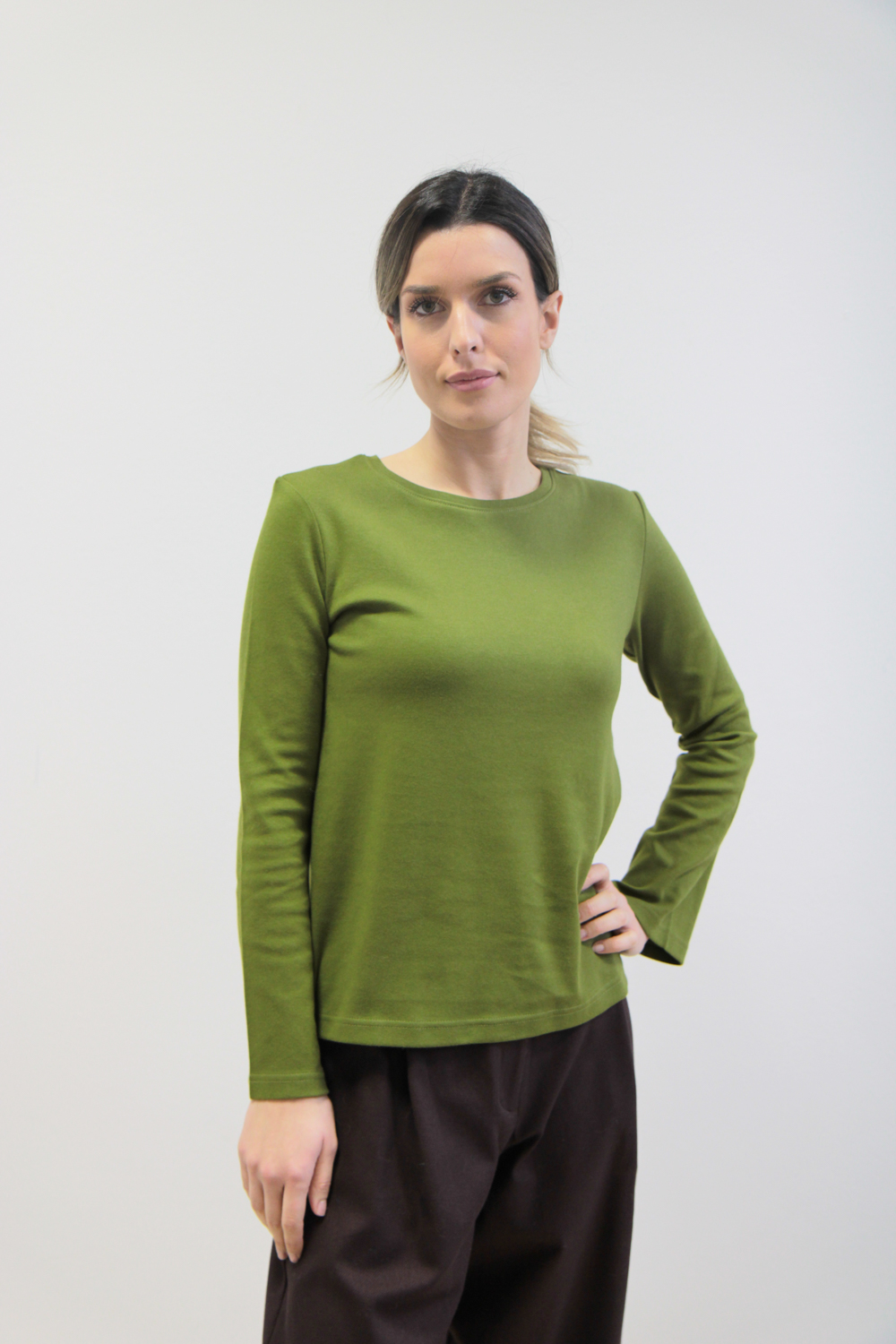 T-shirt Amarillo cotone interlock bio verde oliva