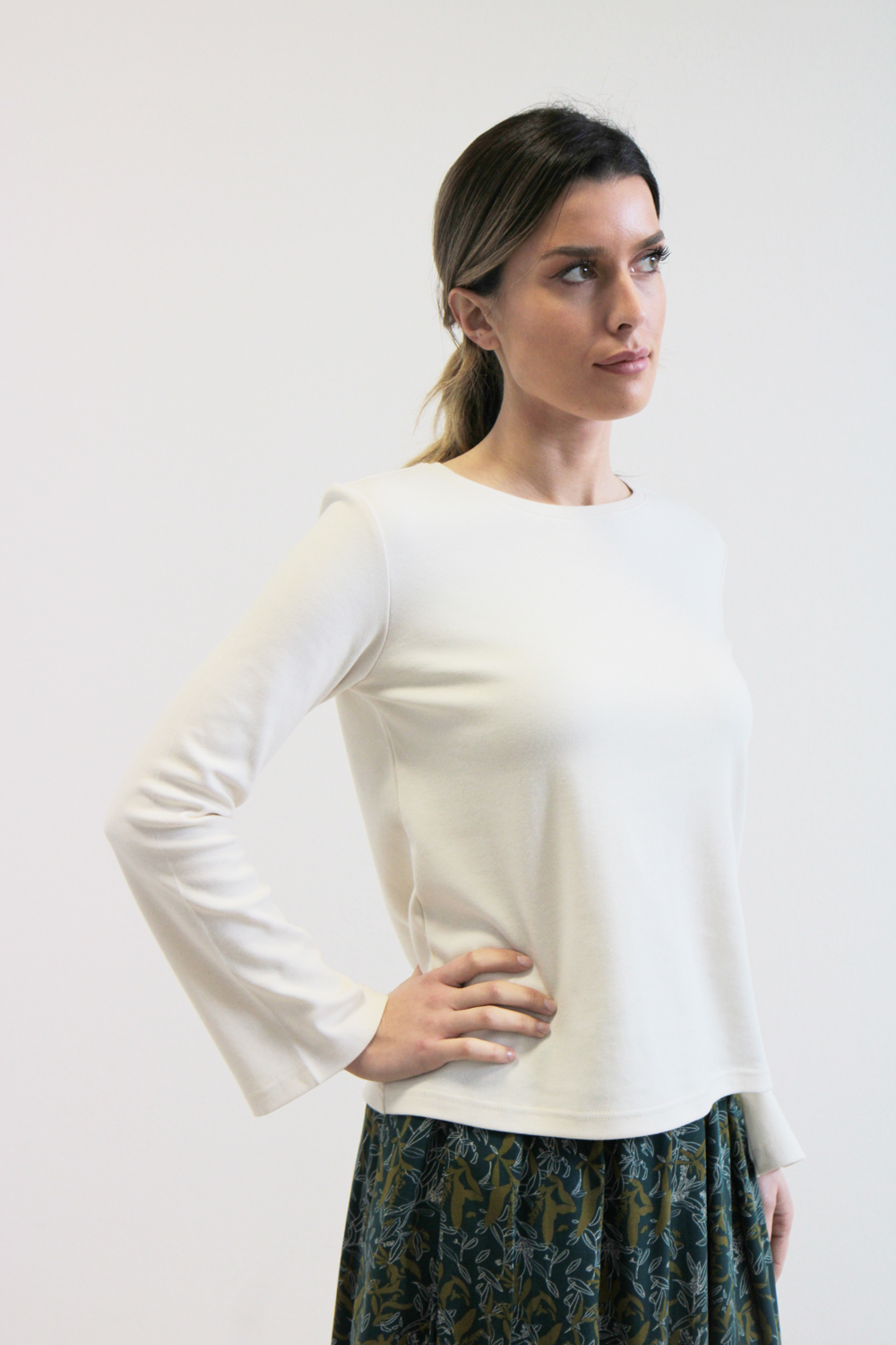 T-shirt Amarillo cotone interlock bio bianco crema - immagine 2