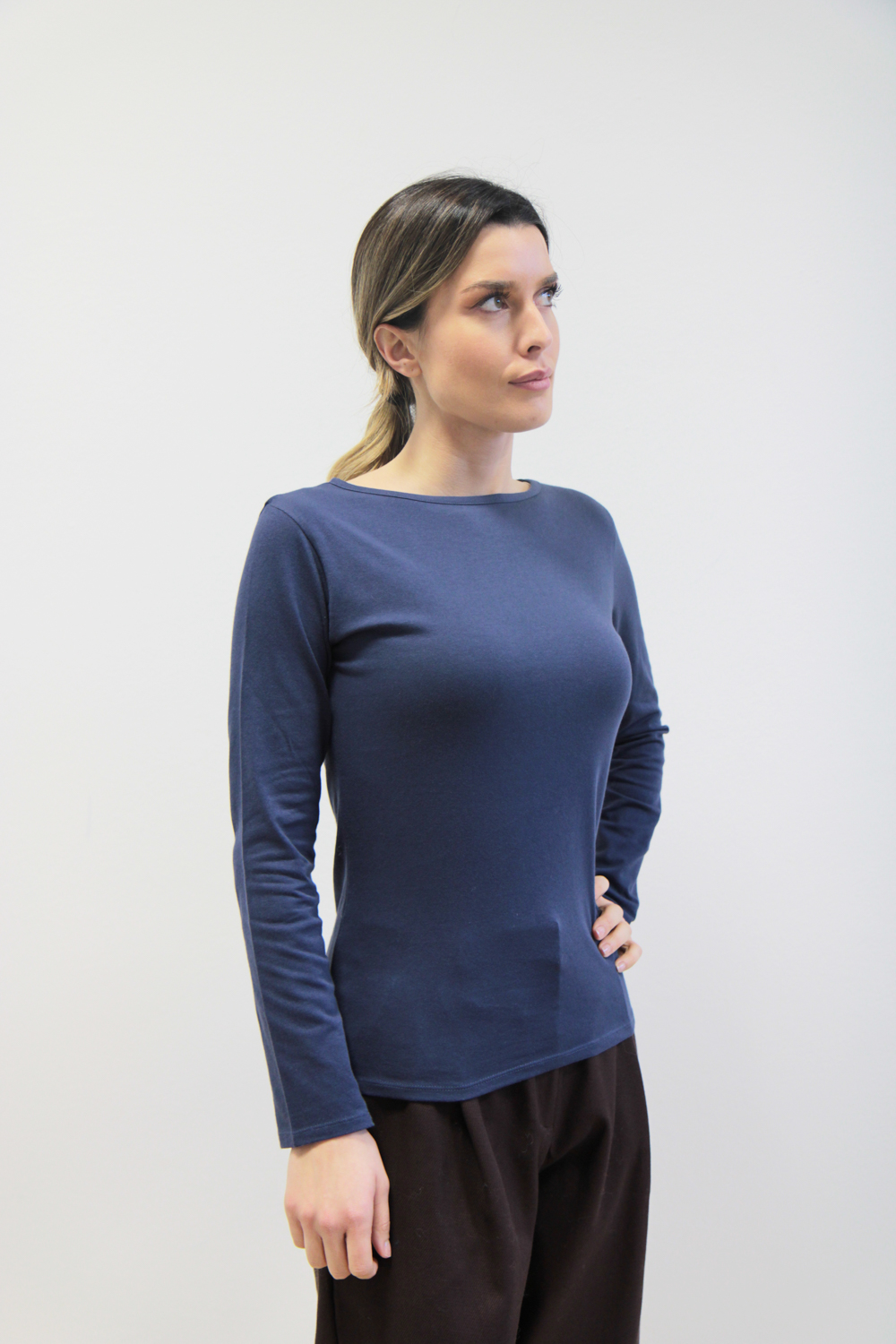 T-shirt Bateau jersey stretch bio blu notte - immagine 2