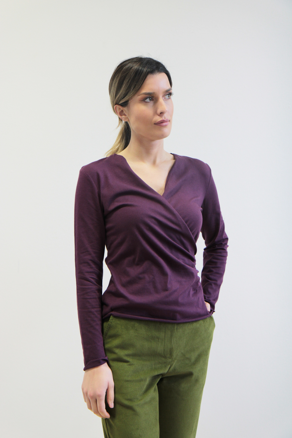 T-shirt Felce jersey stretch bio prugna - immagine 2