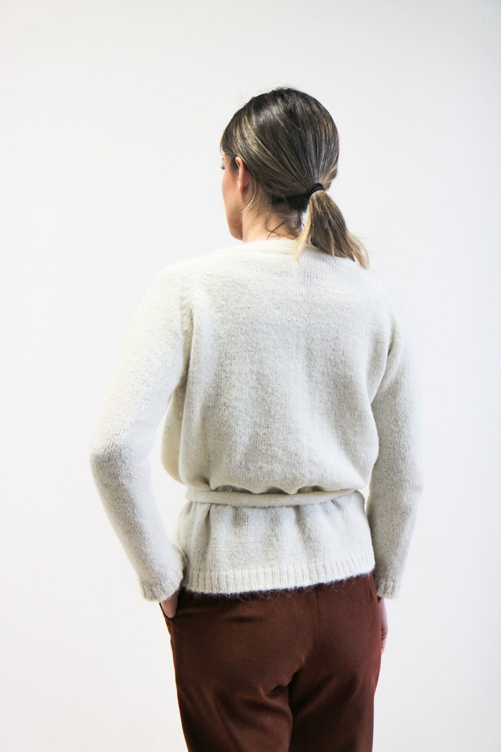 Cardigan Liquirizia alpaca superfine bianco crema - immagine 2