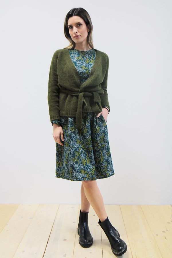 Cardigan Liquirizia alpaca superfine verde oliva