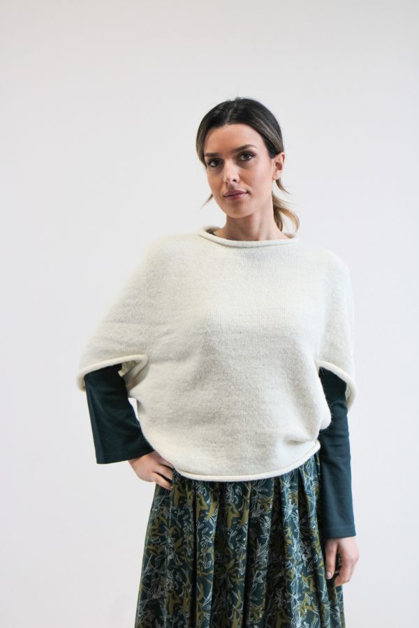 Poncho Anice alpaca superfine bianco crema