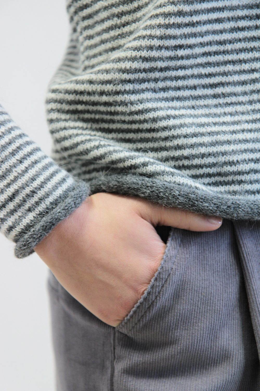 Maglia New Edera alpaca superfine righe grigio - immagine 2