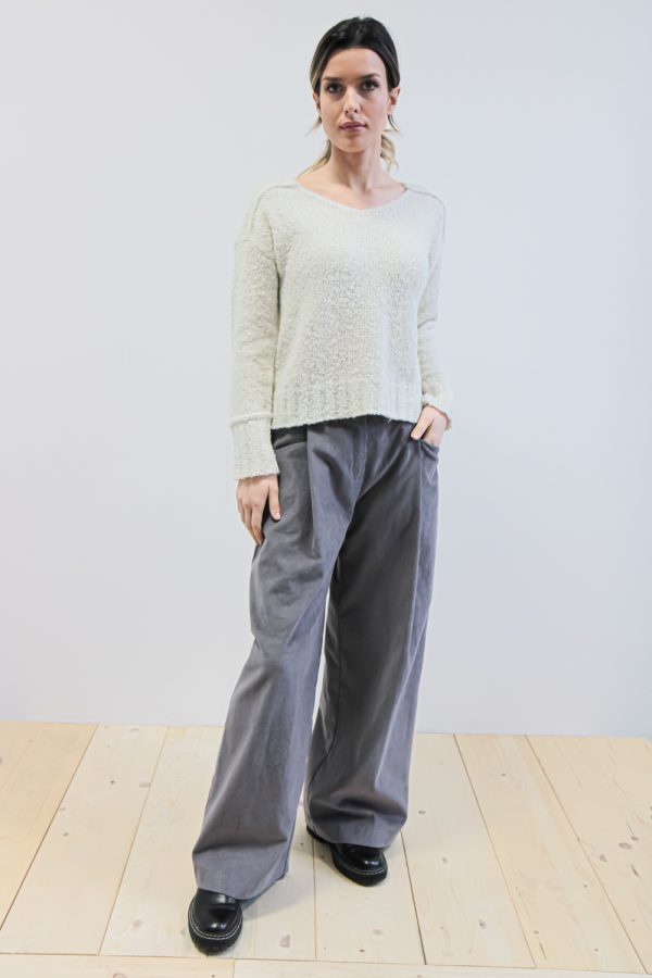 Maglia Cisto alpaca superfine bouclè crema