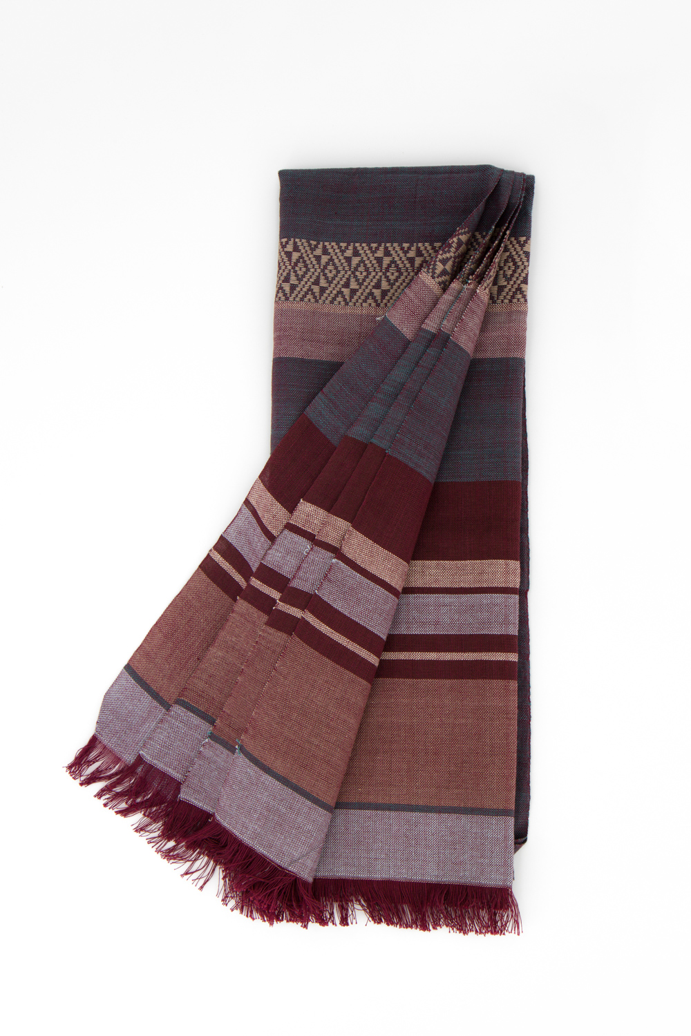 Sciarpa viscosa multicolor toni azzurro bordeaux - immagine 2